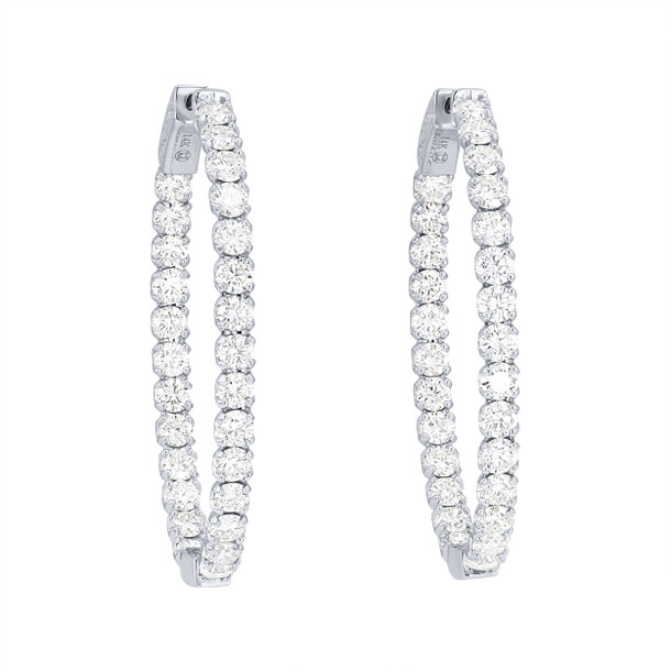 Oval Shape 1.50 Inch Diamond Hoop Earrings