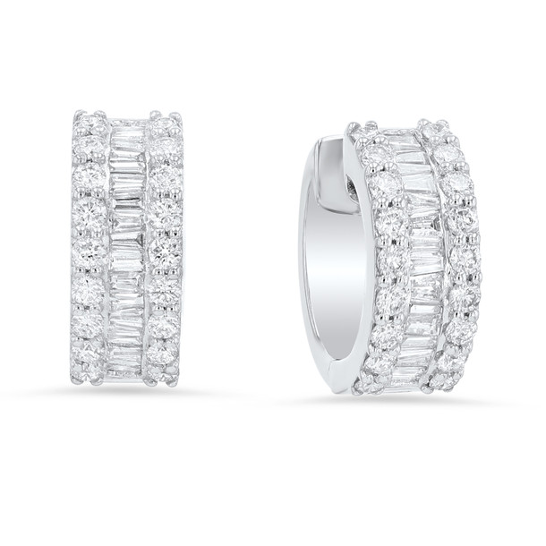 Baguette Accented Huggie Earrings
