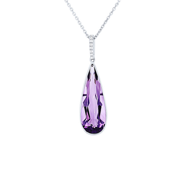Amethyst and Diamond Drop Pendant