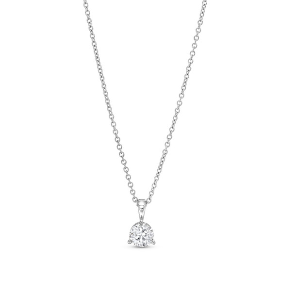 Three Prong Diamond Solitaire Pendant