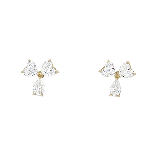 Heart and Pear Shape Diamond Stud Earrings