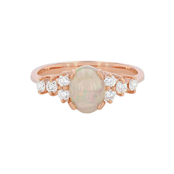 Opal and Diamond Accented Ring