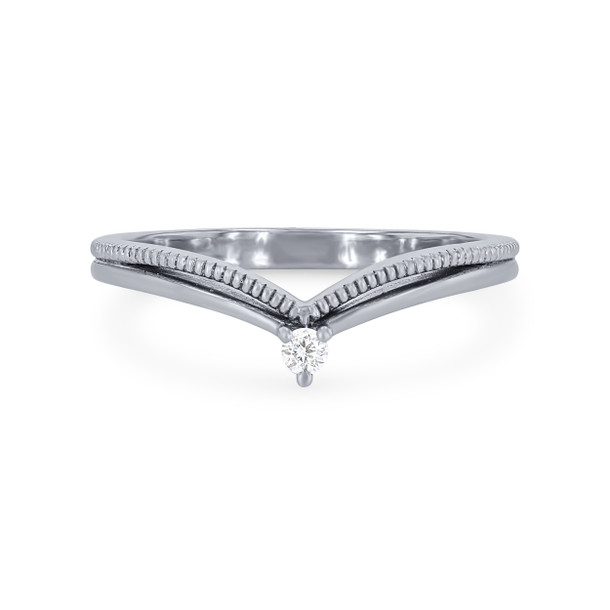 Single Diamond Contour Two Row Wedding Band by Classique