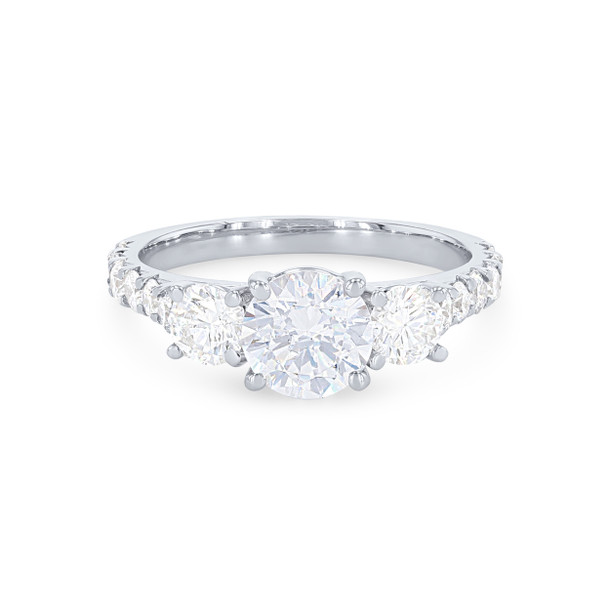 Three Stone Round Diamond Pave Engagement Setting
