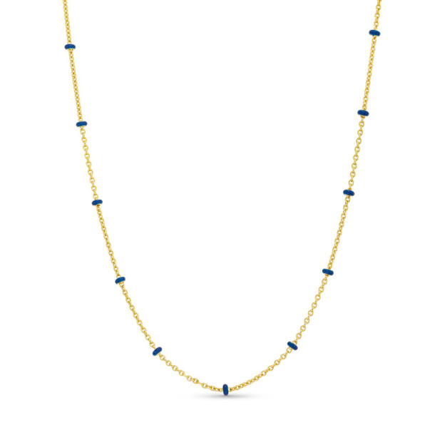 Navy Enamel Accent Station Necklace