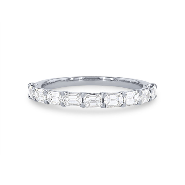 Horizontal Emerald Diamond Wedding Band