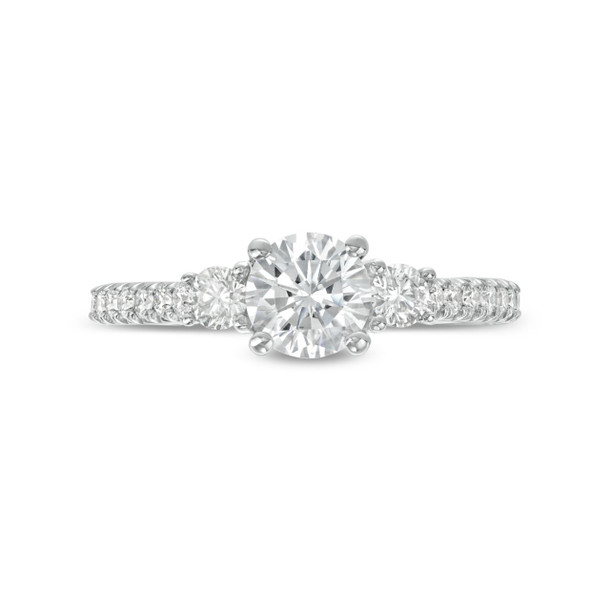 Three Stone Round Diamond Pave Engagement Setting By Diamonds Direct Designs