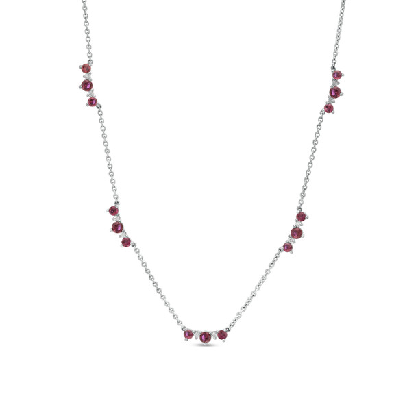 Alternating Ruby and Diamond Station Necklace