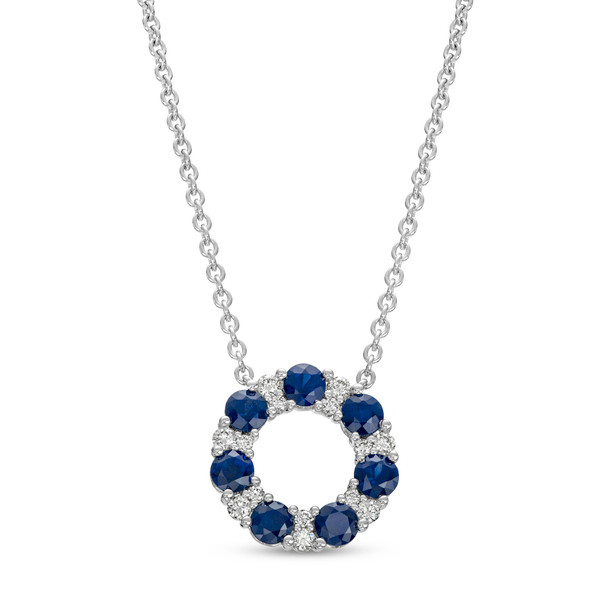 Sapphire and Diamond Circle Pendant