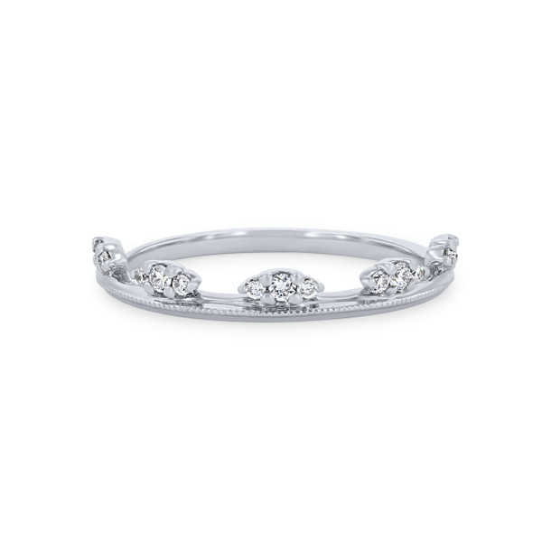Diamond Tiara Milgrain Wedding Band