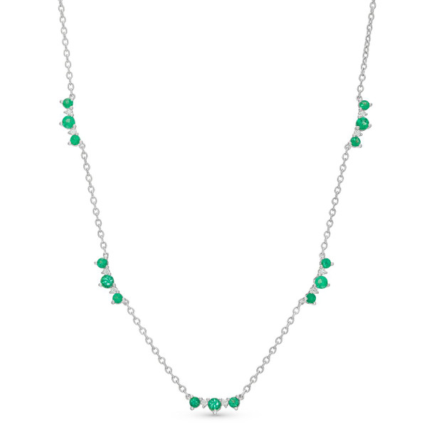Alternating Emerald and Diamond Station Necklace