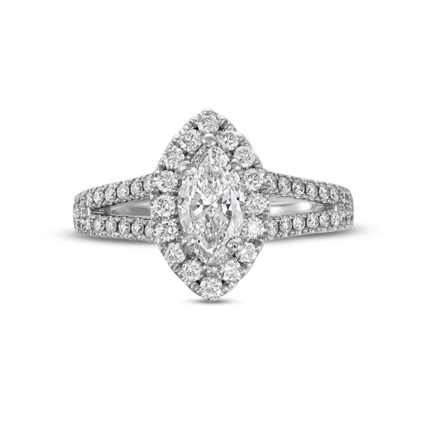 Marquise Diamond Halo Split Engagement Ring