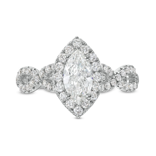 Marquise Diamond Halo Twist Engagement Ring