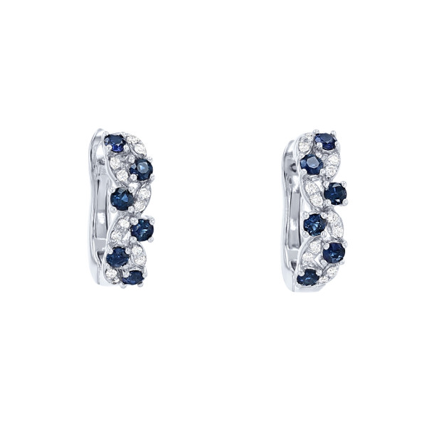 Sapphire and Diamond Twist Hoop Earrings