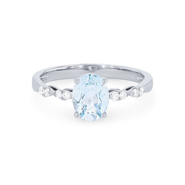 Aquamarine and Diamond Scallop Ring