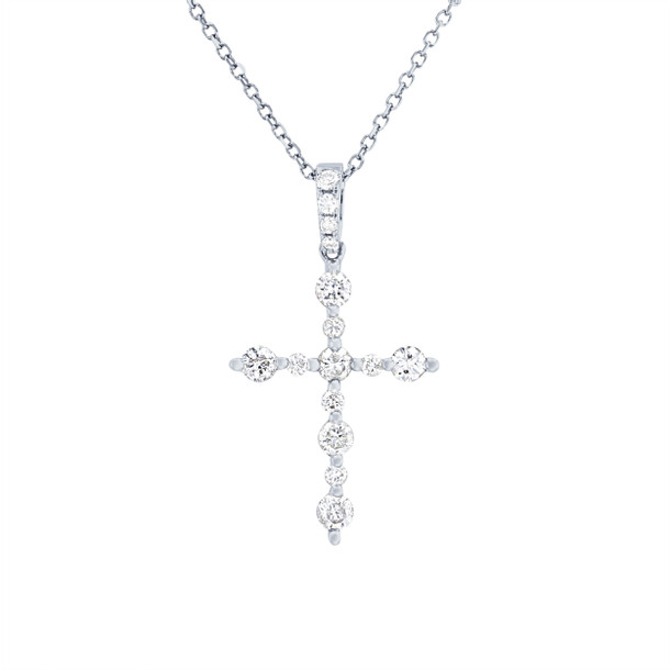 Alternating Diamond Cross Pendant