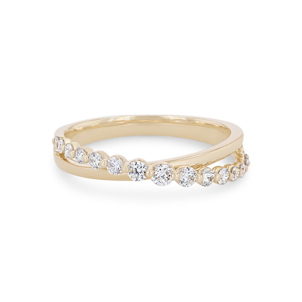 Single Prong Diamond Criss Cross Band