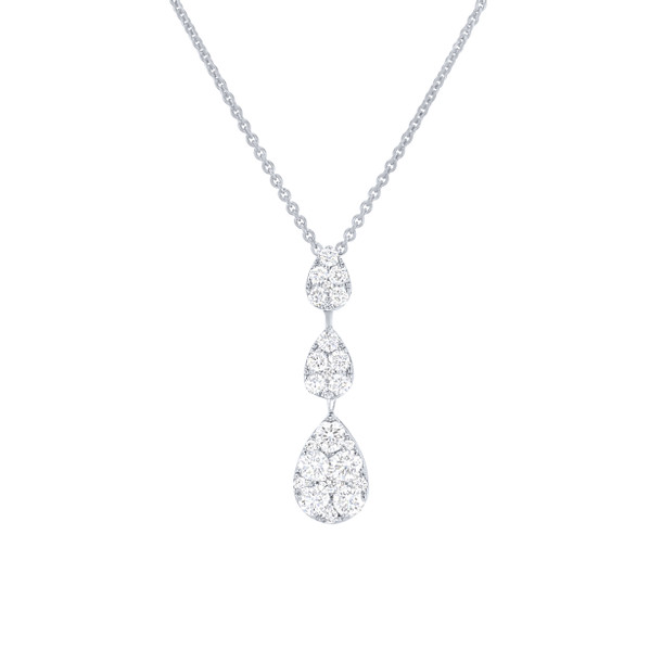 Three Stone Diamond Cluster Pear Pendant