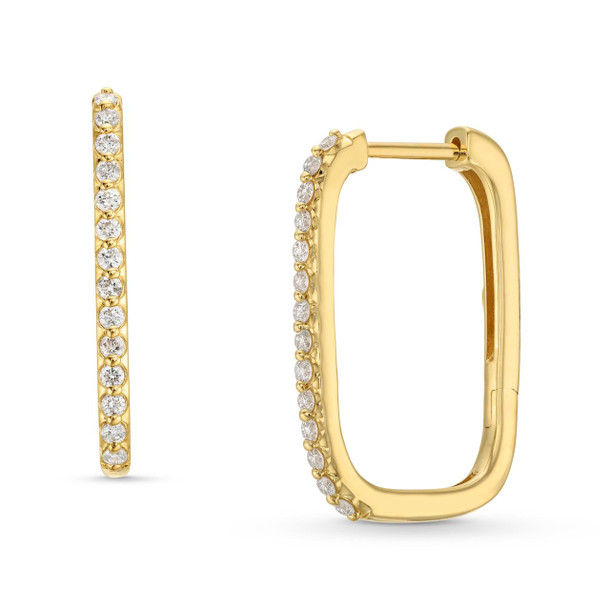Diamond Squared Hoop Earrings