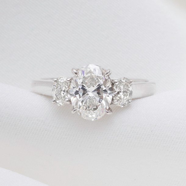 1.50 CT Oval H-SI2 GIA Diamond 3 Stone Engagement Ring