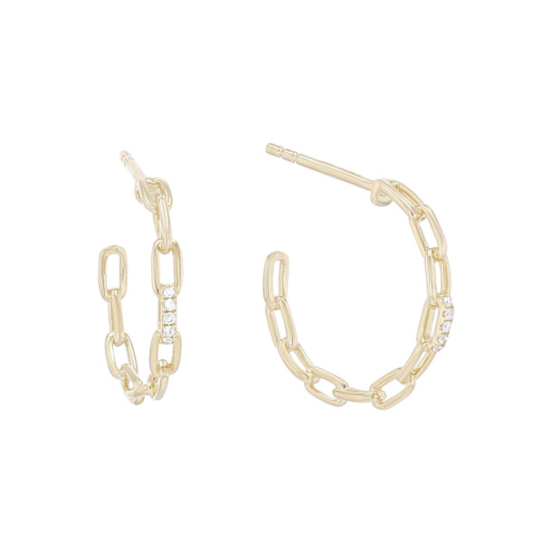 Chain Link Diamond Hoop Earrings