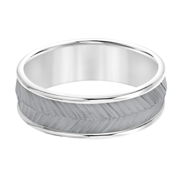 Chevron Black Rhodium 7mm Wedding Band