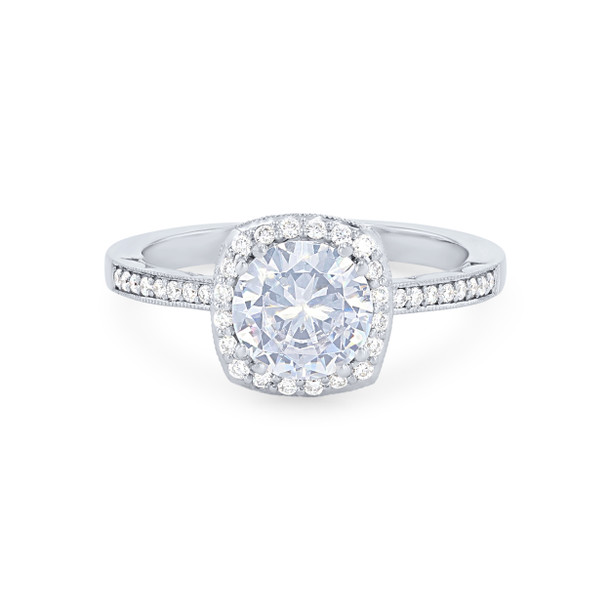 Tacori Coastal Crescent Cushion Halo Pave Engagement Setting