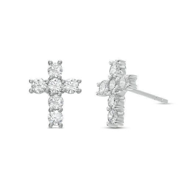 Diamond Cross Stud Earrings