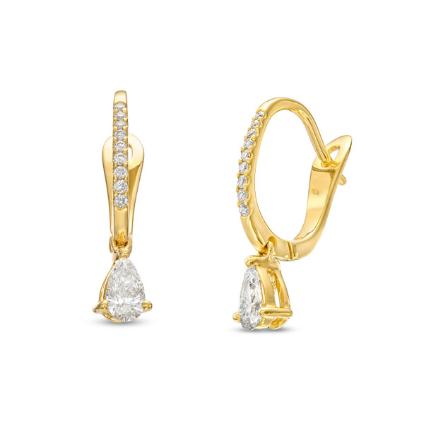 Pear Shape Diamond Huggie Earrings