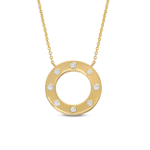 Diamond Inlay Circle Pendant