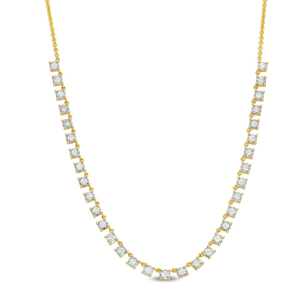 Four Prong Diamond Station Necklace