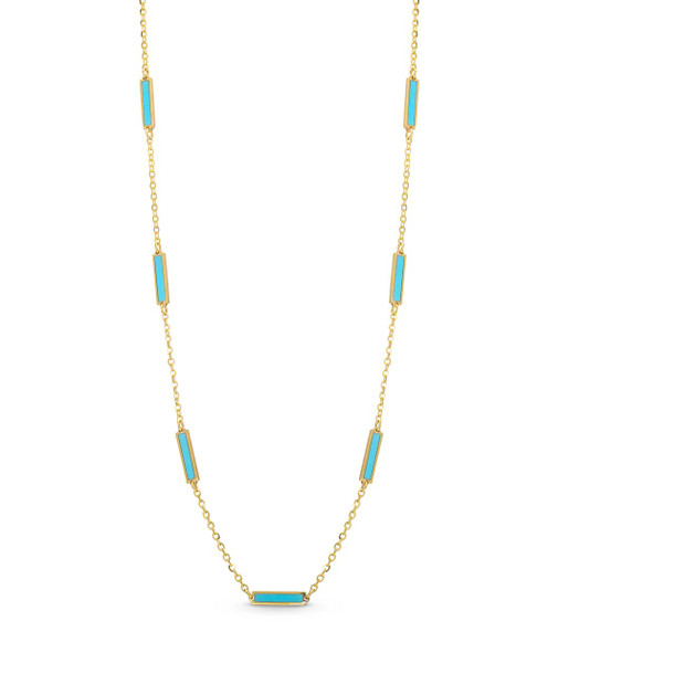 Turquoise Enamel Station Necklace