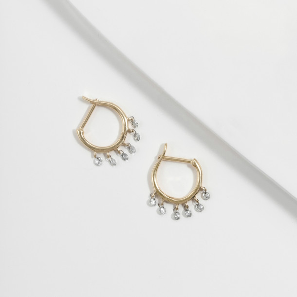 Diamond Dangle Hoop Earrings