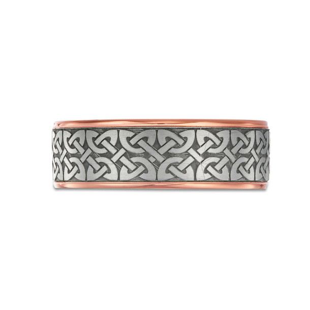 Tantalum And 14K Gold Edge Celtic 7.5mm Wedding Band