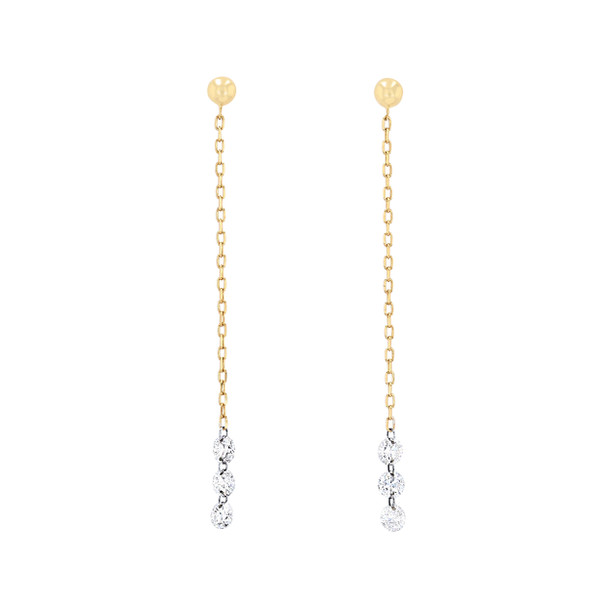 Floating Diamond Chain Drop Earrings