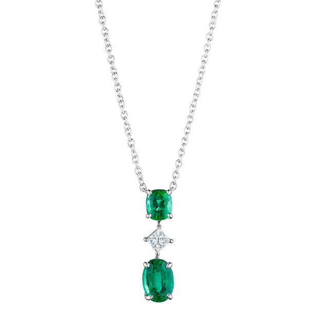 Emerald & Diamond Pendant Necklace