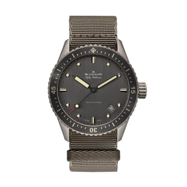 Blancpain Fifty Fathoms Bathyscaphe Titanium Grey Dial/Grey Bezel 43mm Nato