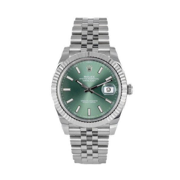 Rolex Datejust 41 Mint Green Dial Fluted Bezel Watch | Oystersteel and White Gold Bracelet - 41mm