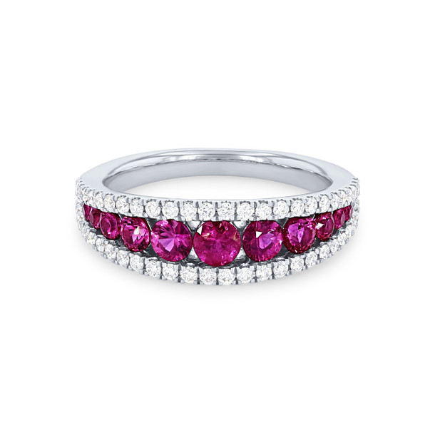 Ruby and Diamond Border Ring