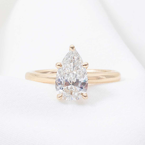 1.70 CT Pear Shape H-SI2 GIA Solitaire with Under Halo Diamond Engagement Ring