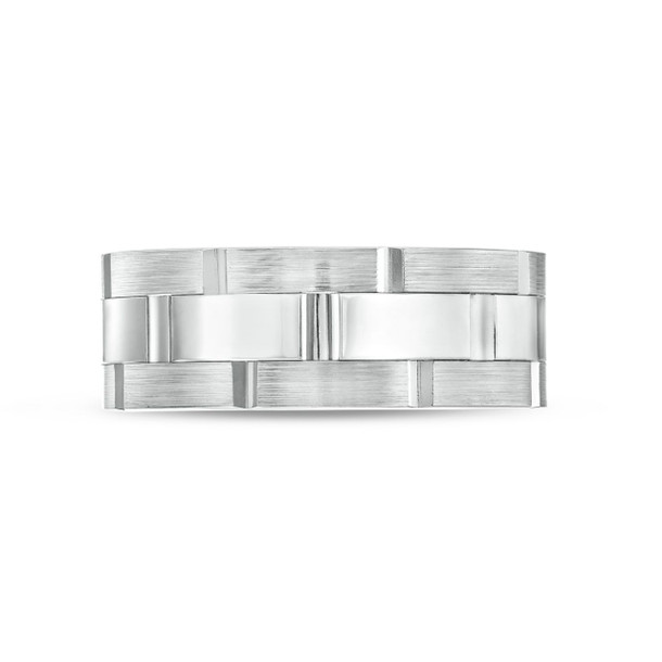 Simon G. Three Row Brick 8.5mm Wedding Band