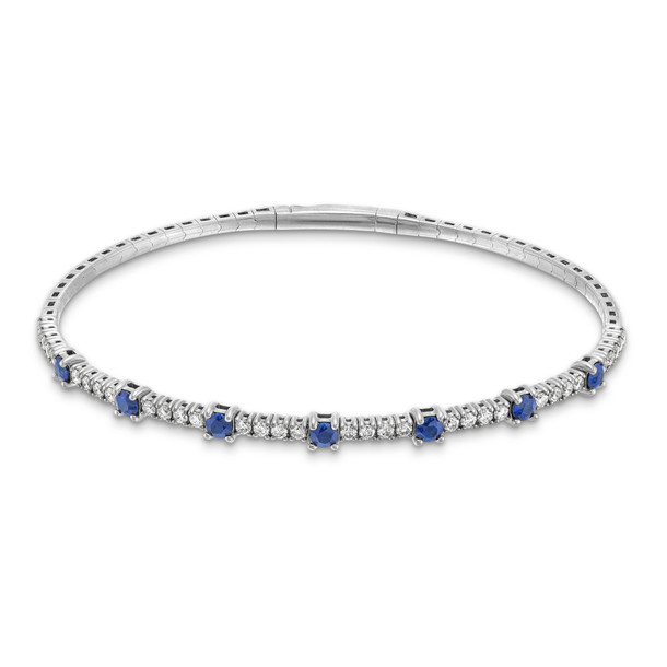 Sapphire and Diamond Flexible Bangle Bracelet