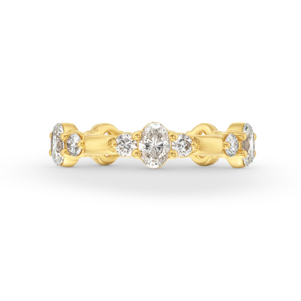 A. Jaffe Oval and Round Diamond Three Stone Wedding Band
