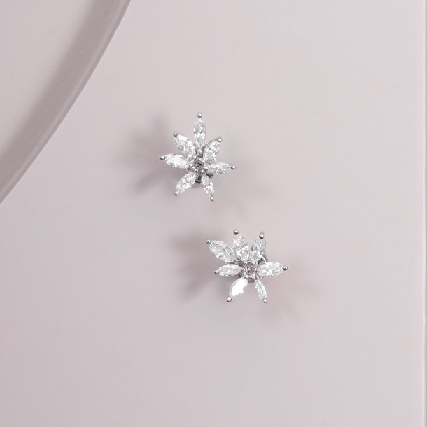 Floral Inspired Marquise Diamond Stud Earrings
