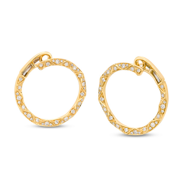 Geometric Diamond Circle Hoop Earrings