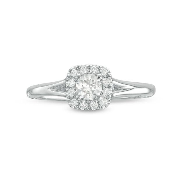 Round Diamond Cushion Halo Split Engagement Ring
