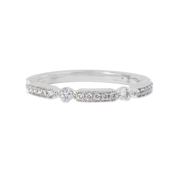 Alternating Diamond & Milgrain Wedding Band