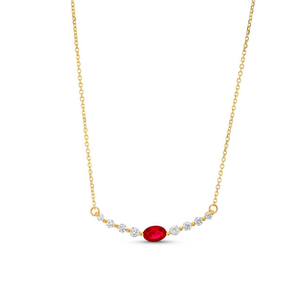 Oval Cut Ruby Curved Necklace
