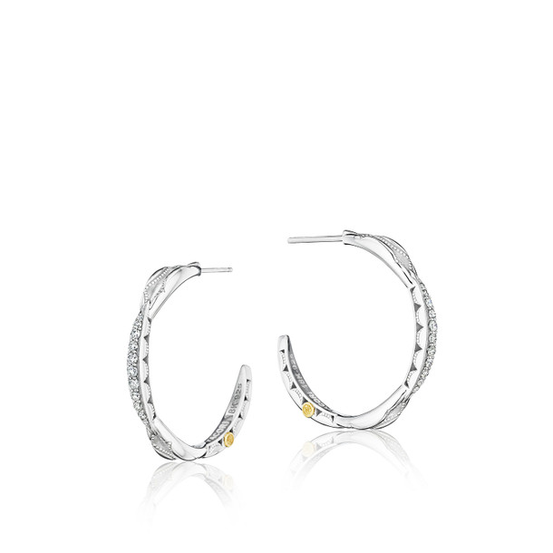 Tacori Crescent Bar Diamond Hoop Earrings