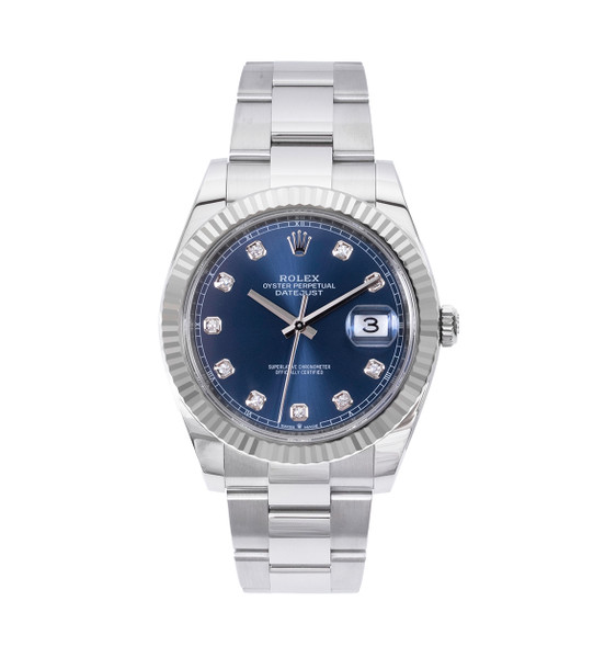 Rolex Datejust 41 Blue Diamond Dial Watch | Oystersteel